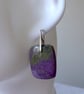 Pair of Sterling Silver & Stichtite Rectangular Gemstone Earrings