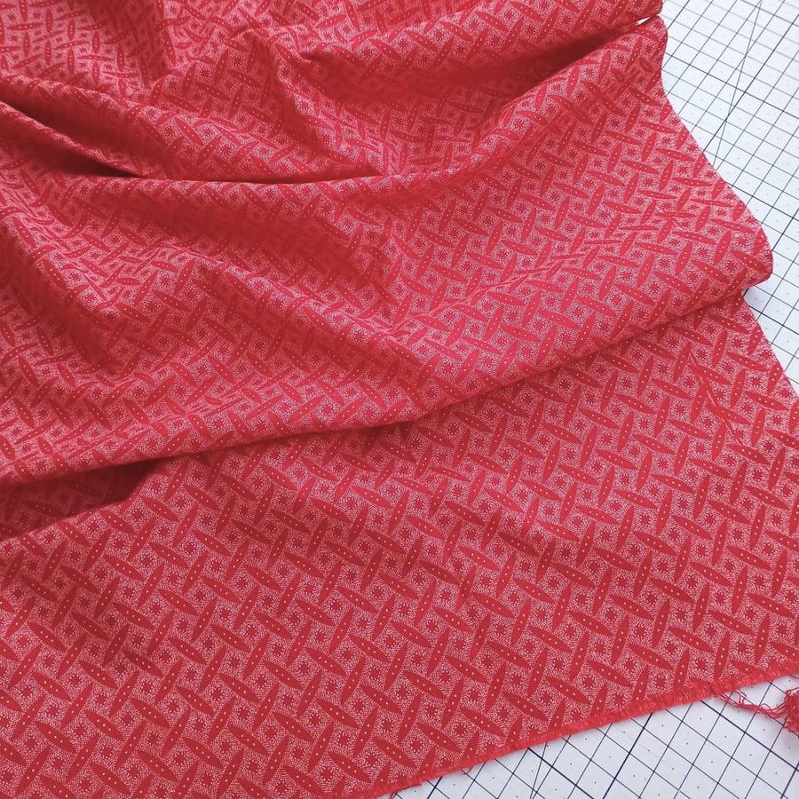 Shwe Shwe discharge dyed fabric in red  - small FQ  perfectly imperfect