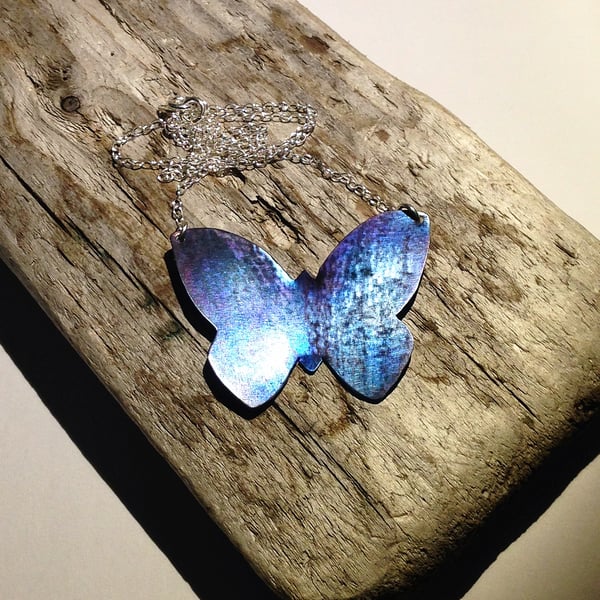 Coloured Titanium Butterfly Necklace - UK Free Post