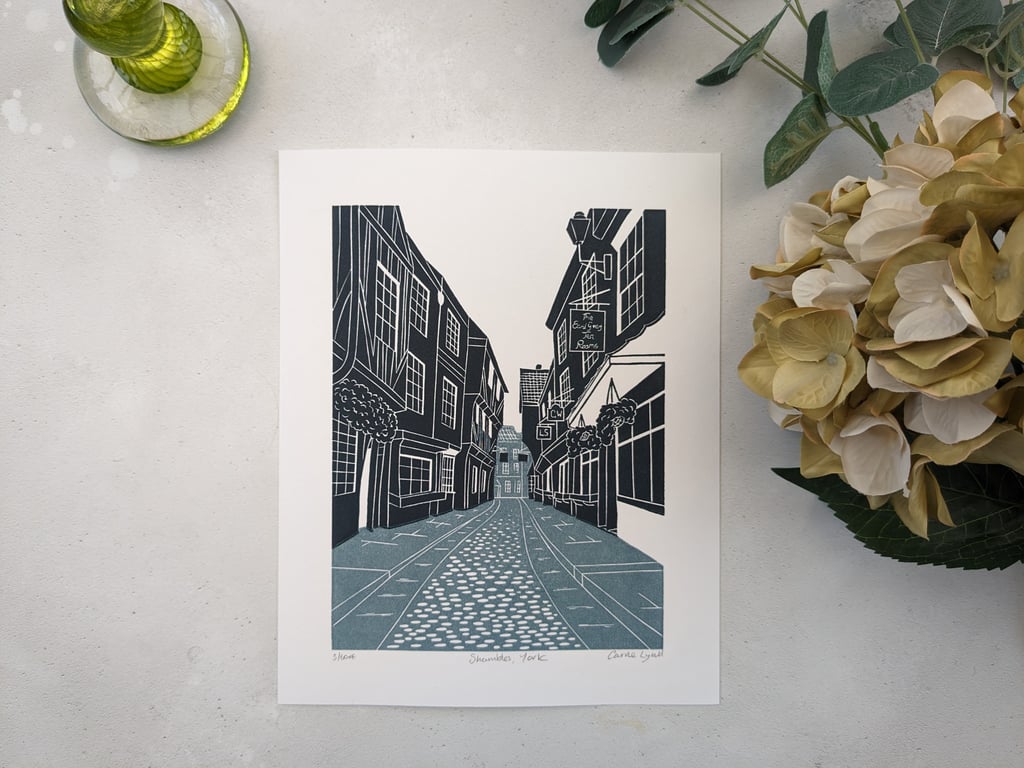Shambles Print, Limited Edition Street of York Linocut Print