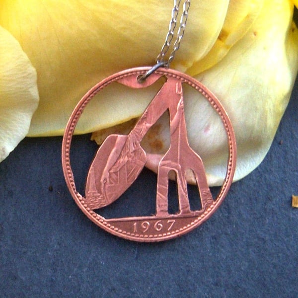 Gardeners Pendant Upcycled from Penny Coin