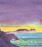 Tranquility, Rhossili Bay, Gower, Original Watercolour in 20 x 16'' Mount - Image 2