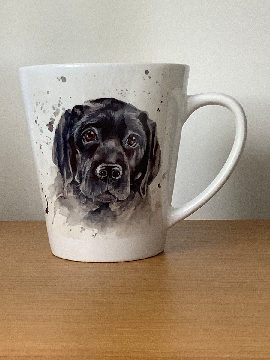 Black Labrador  design Latte  Mug ,coffee mug ,dog design. Free P&P