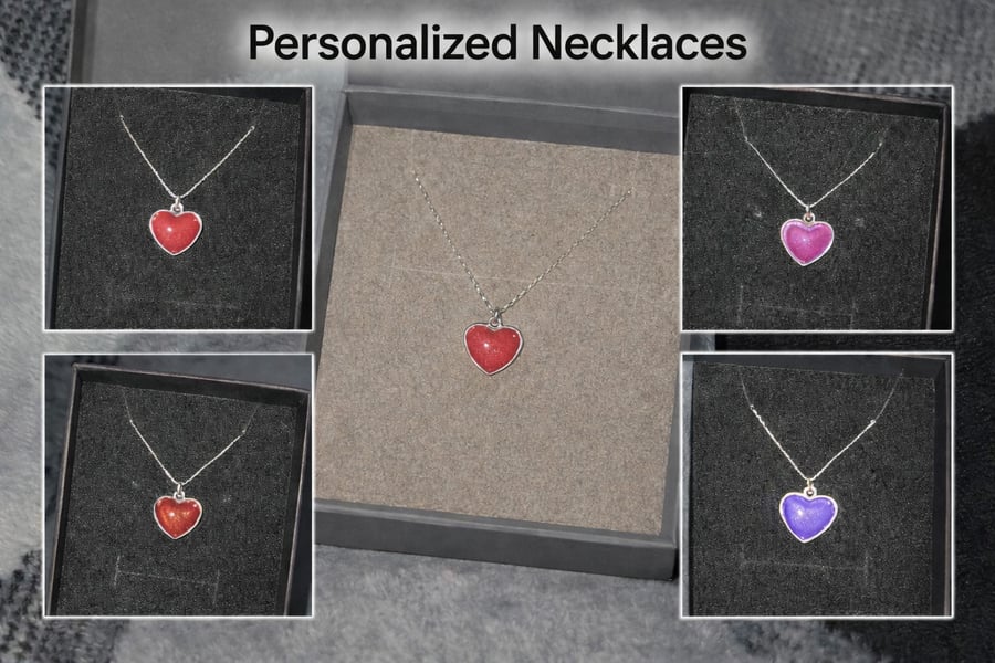 Heart shaped necklace crafted with resin