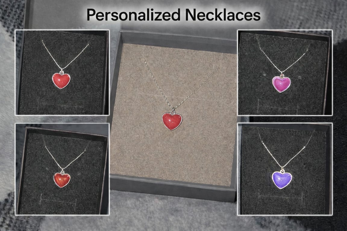 Heart shaped necklace crafted with resin