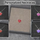 Heart shaped necklace crafted with resin