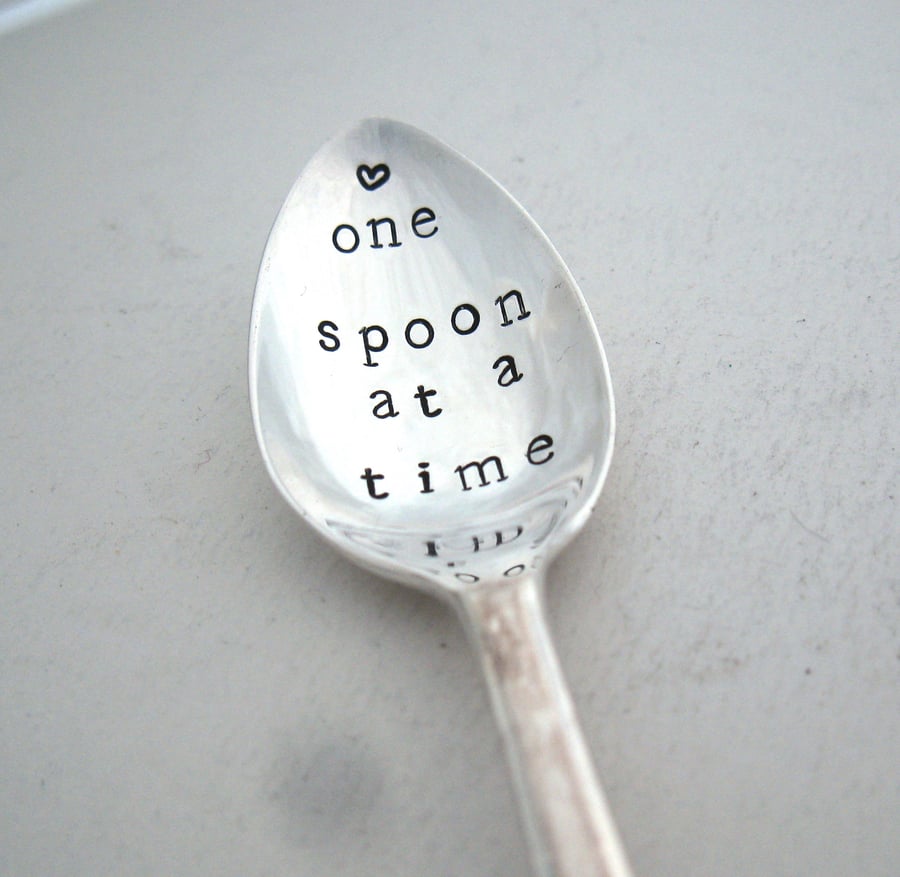 One Spoon At A Time, Handstamped Coffee Spoon