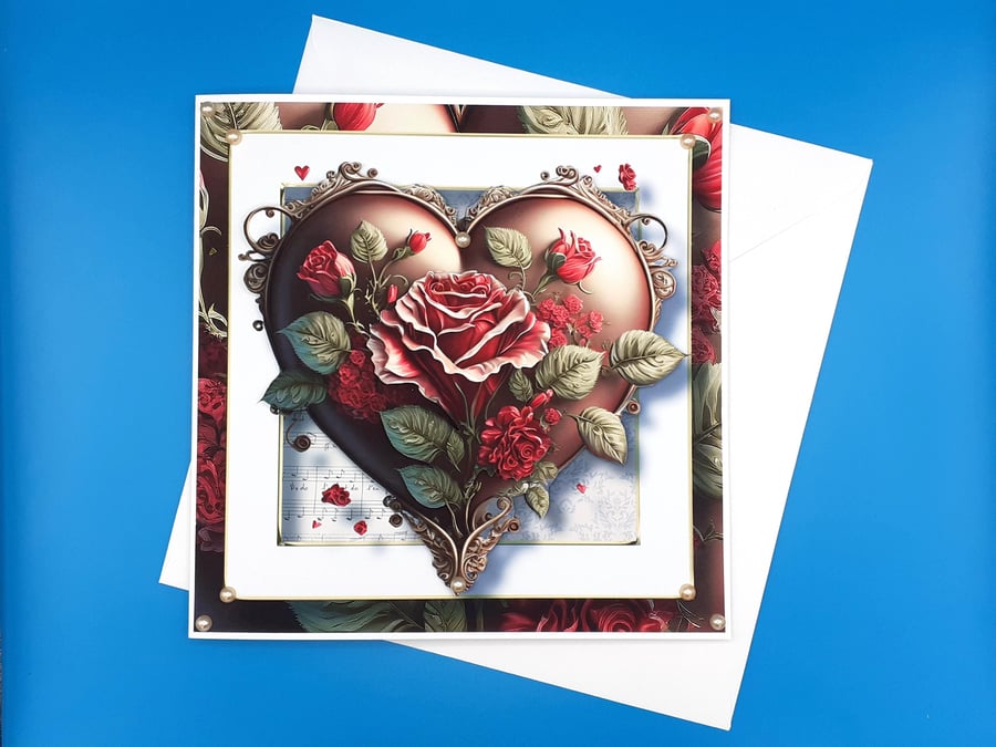 Wedding Anniversary, Wedding Day Card, 8x8inches,20x20cms, Decoupage