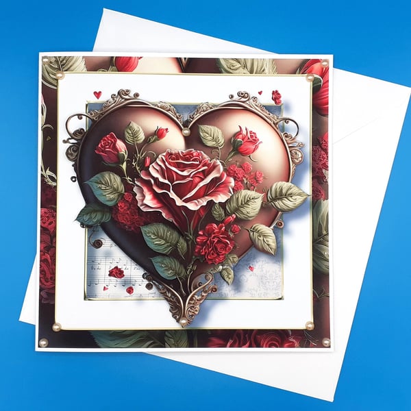 Wedding Anniversary, Wedding Day Card, 8x8inches,20x20cms, Decoupage