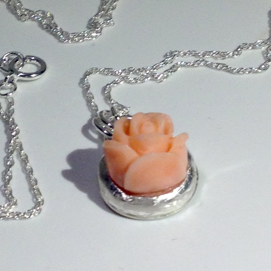 Angel-skin Coral flower pendant