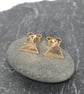 Gold triangle stud earrings 9ct hallmarked - Image 9