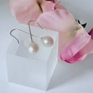 Freshwater White Cultured Pearl Long Drop Earrings