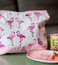 Handmade flamingo makeup bag, travel bag, accessories bag - Image 1