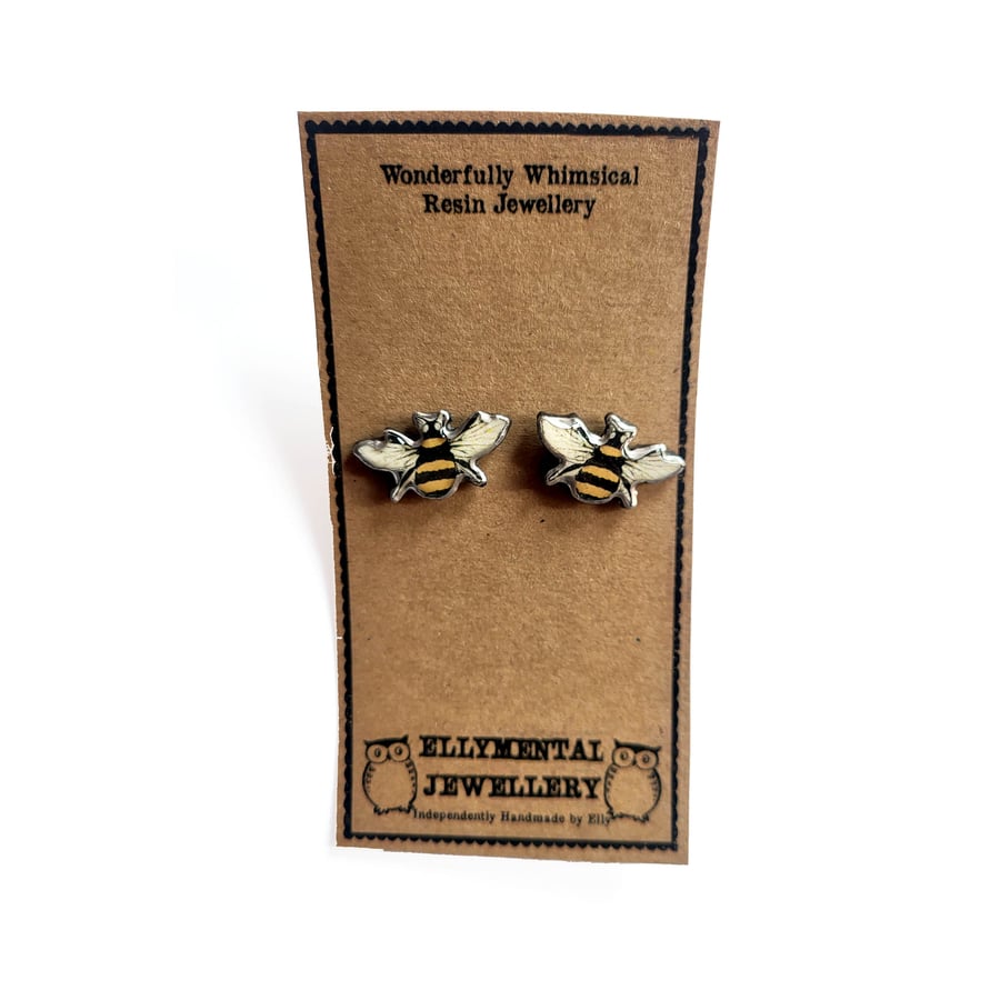 Lovely Whimsical Bee Ear Studs Whimsical Jewellery by EllyMental 