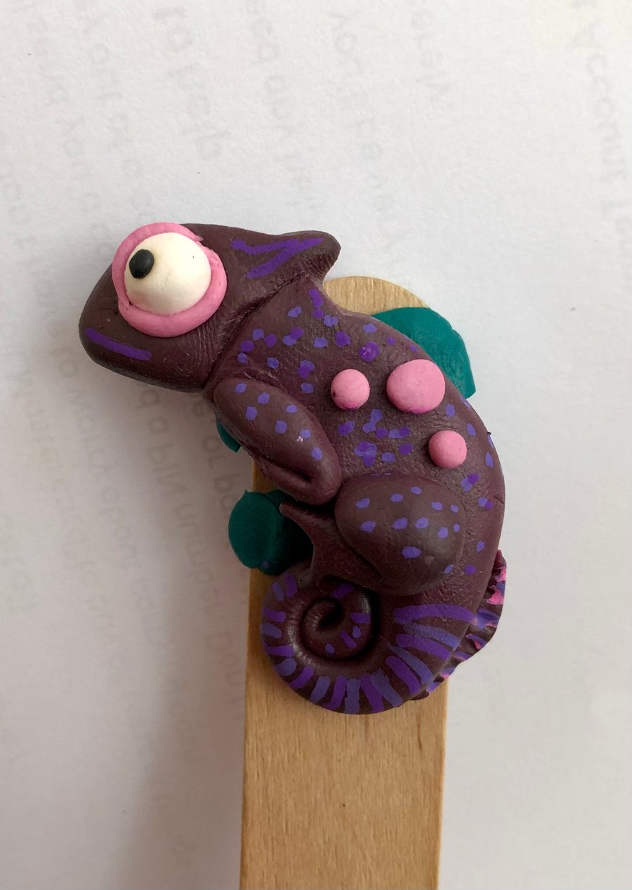 Panther Chameleon Bookmark made of polymer clay - Free UK postage