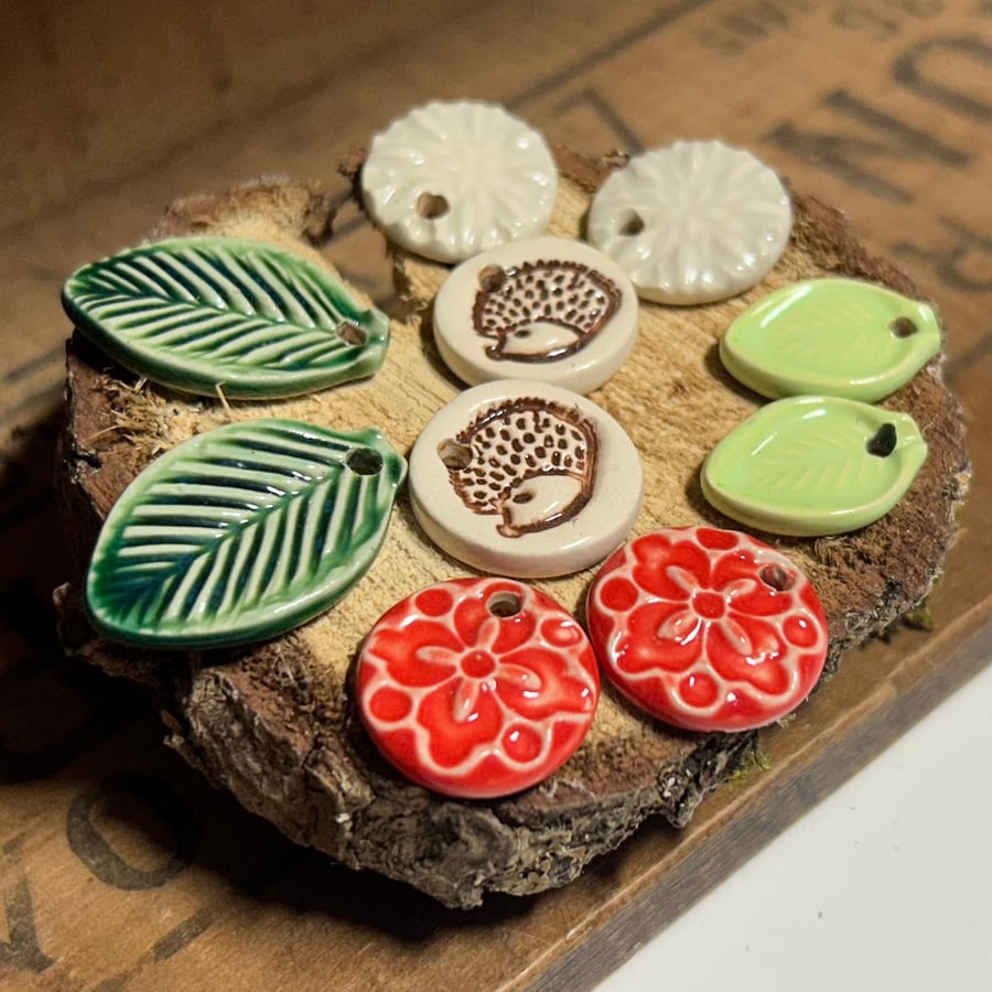 Set of five pairs of ceramic earring beads set 4