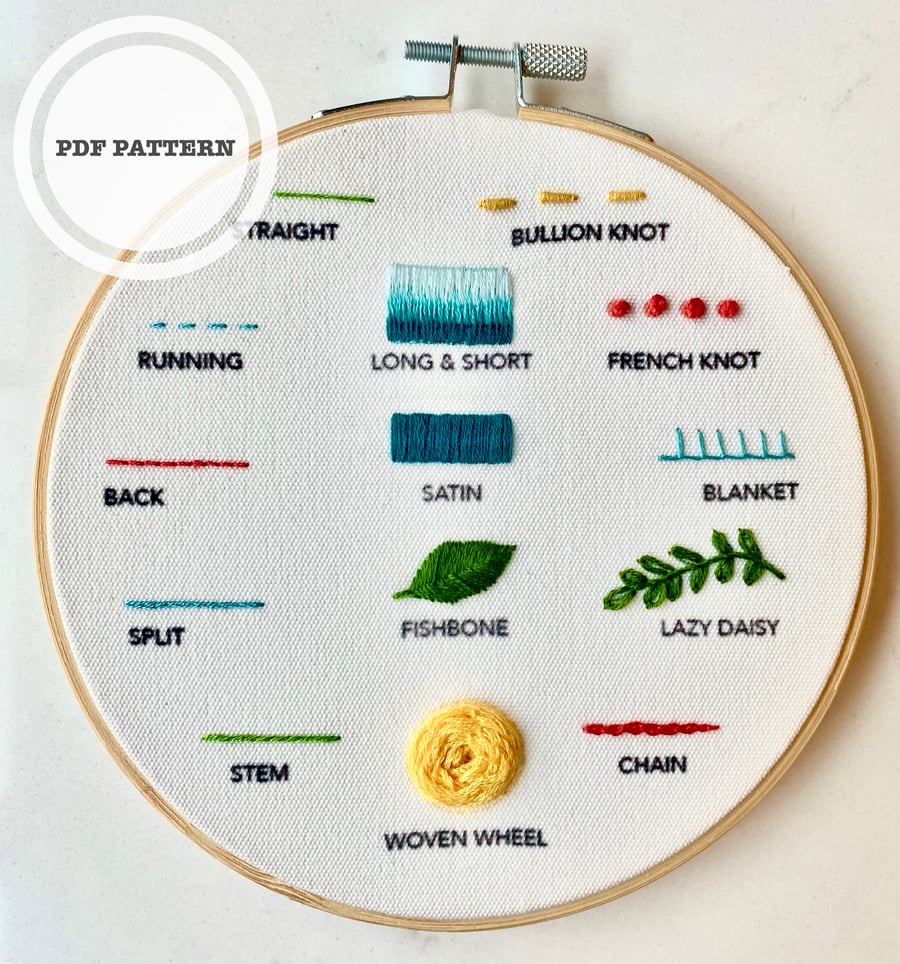 PDF Hand Embroidery Pattern, Beginners Embroidery, Needlepoint Pattern, Tutorial