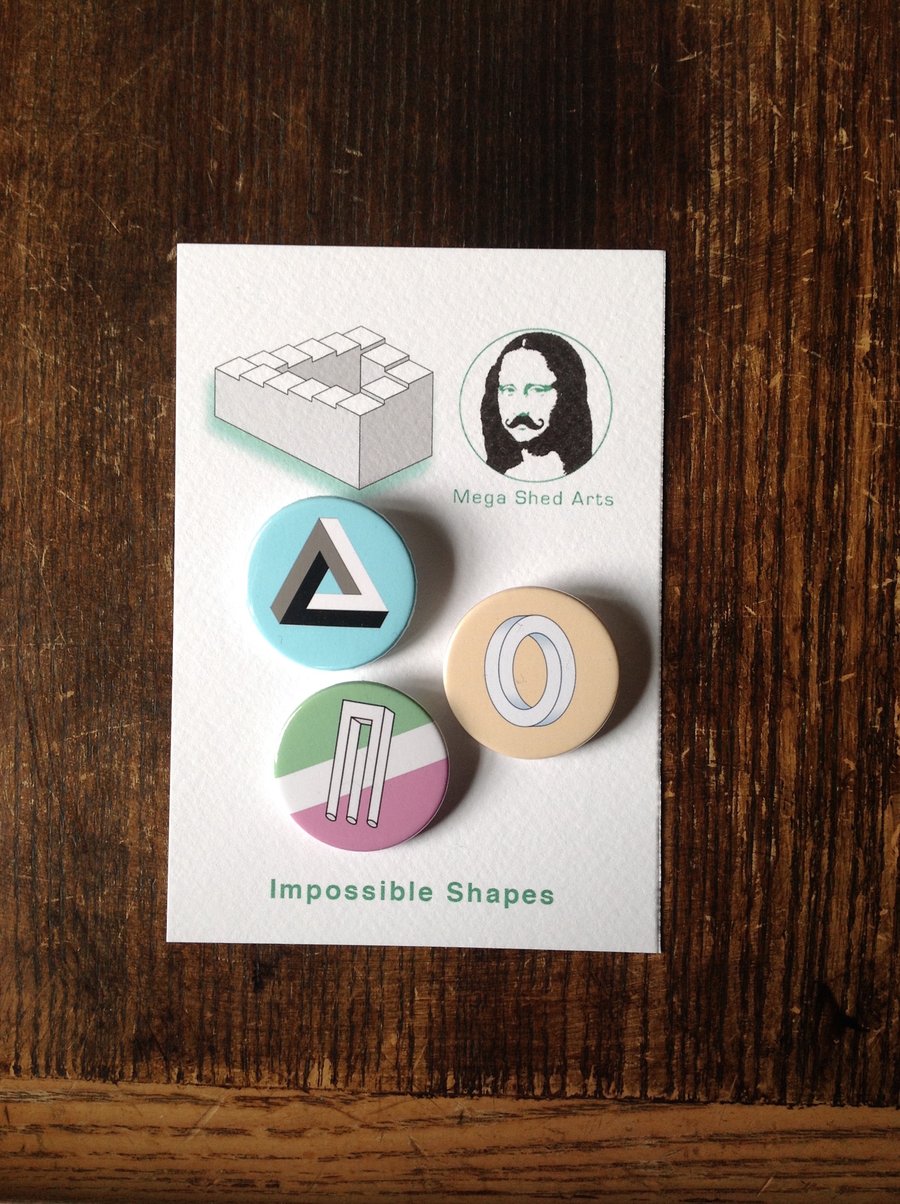Button Pin Badge, Impossible Shapes, Gifts for Him or Her Science Maths