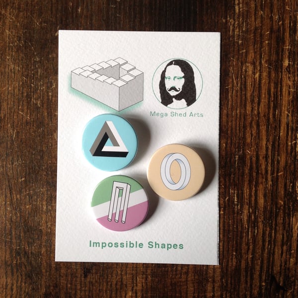 Button Pin Badge, Impossible Shapes, Gifts for Him or Her Science Maths