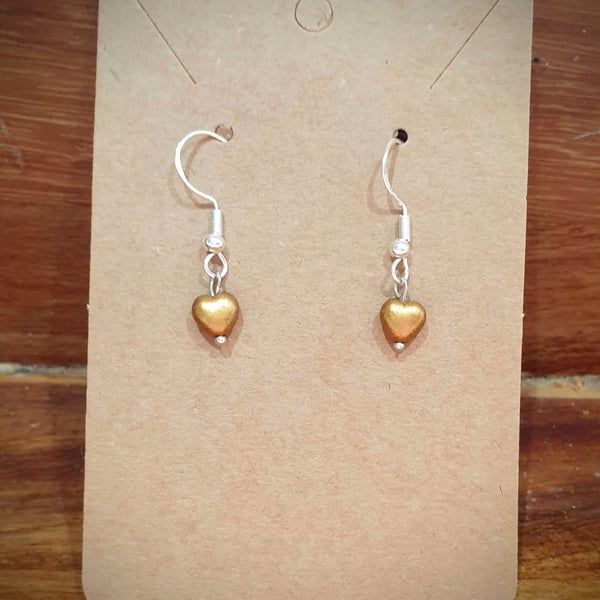 Recycled Glass Heart Earrings on 925 Silver-Plated Ear Wires