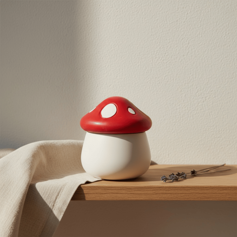 Red and White Toadstool Mushroom Shaped Trinket Pot - Whimsical Jewellery Box