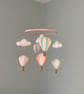 Multicoloured Nursery Mobile with Hot Air Balloons and Clouds