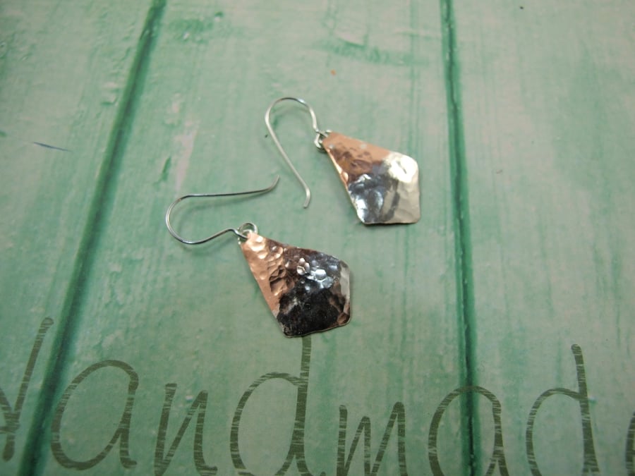 Earrings, Copper Dipped in Silver Elegant Dropper