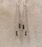 Silver plated chain chandelier earrings with tiny pietersite stones 