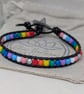 Pride flag beaded bracelet with black leather and star button - Image 4