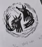 Wolf Cubs - lino cut print - Image 1
