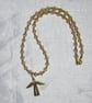 18 inch Beaded Necklace with Golden Guardian Angel Pendant - Image 2
