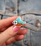 Blue tit wooden pin badge, British bird lover gift, blue tit brooch. - Image 1