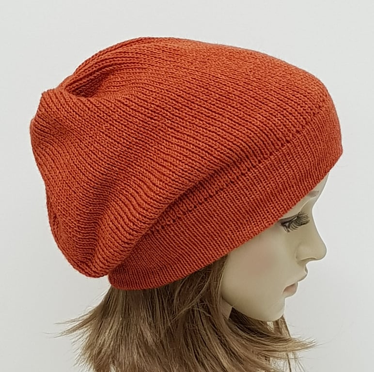 Handmade baggy beanie, knitted alpaca blend beanie hat, slouchy beanie