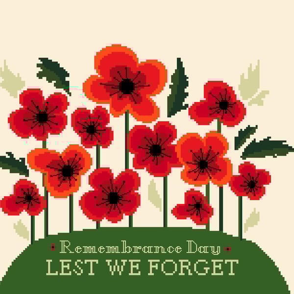 204 - Poppy Field Cross Stitch Pattern Remembrance Day Lest we Forget (PDF Chart