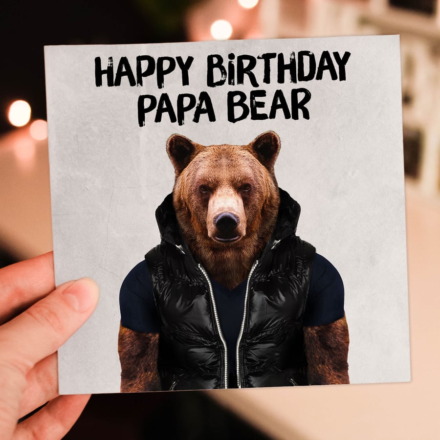 Papa bear birthday card - Animalyser