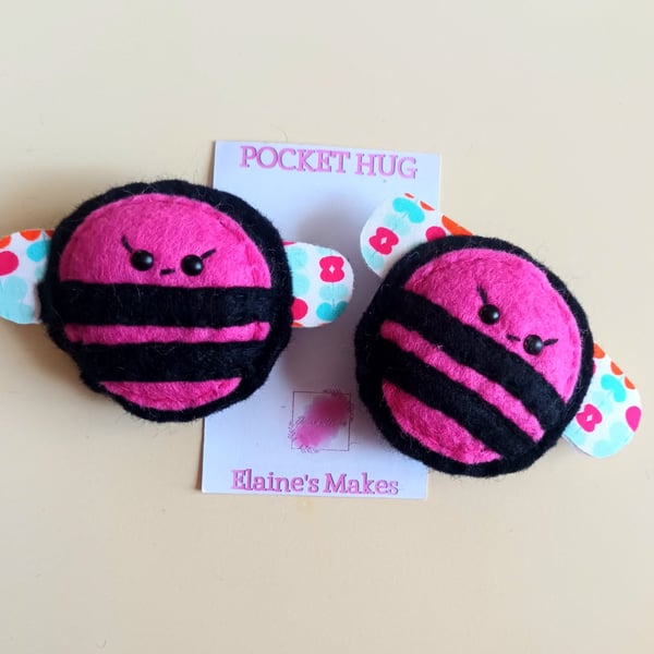 'Bumble bee' pocket hug and pocket hug card gift set,letterbox gift (pink)