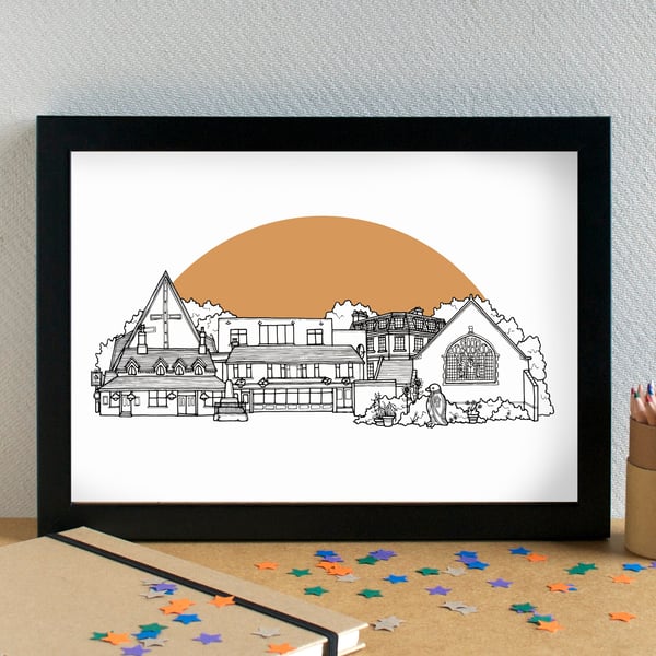 Hunt's Cross Liverpool Landmarks Skyline Art Print