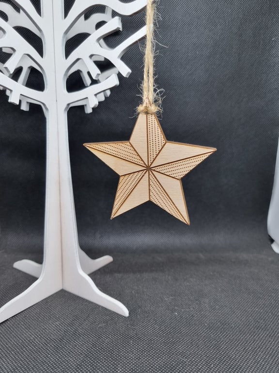 Handmade Dotty Star Wooden Christmas Decoration – Rustic Folk Art Ornament