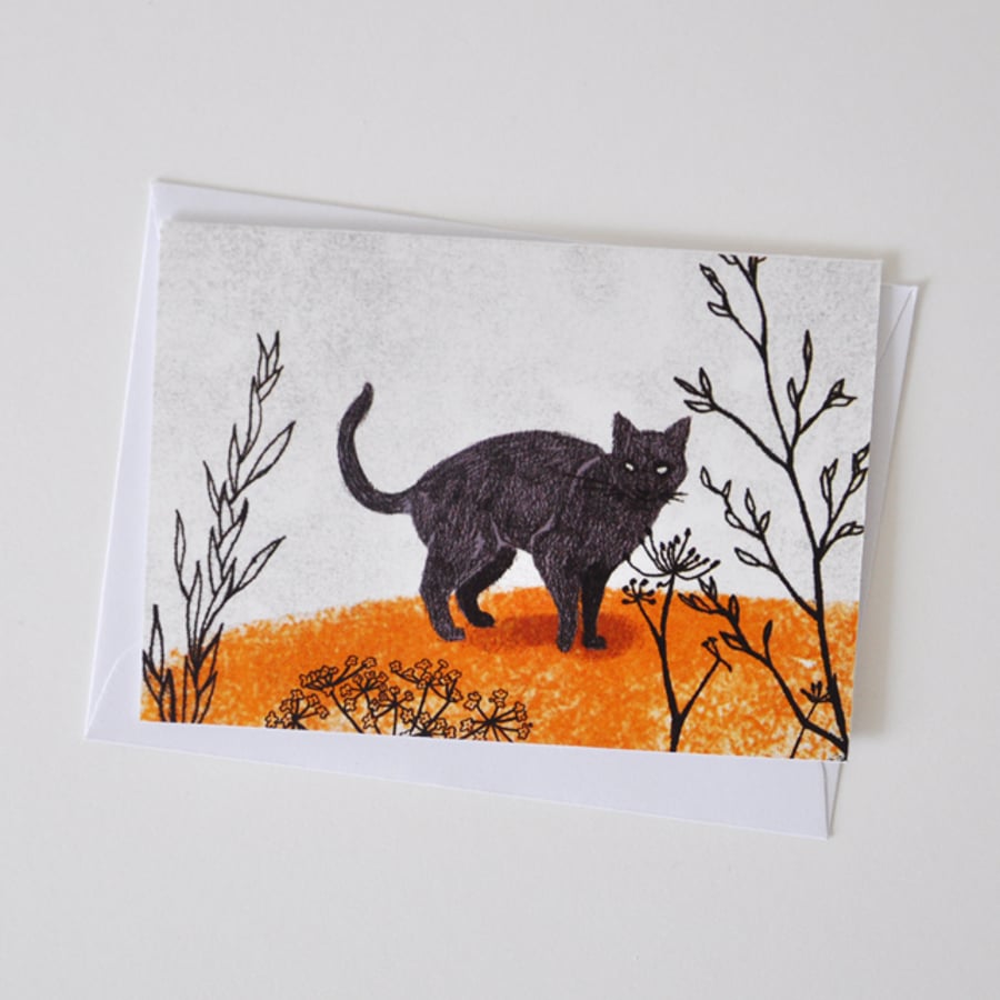Black Cat Greeting Card for Lovers of Cats & Fairy Tales