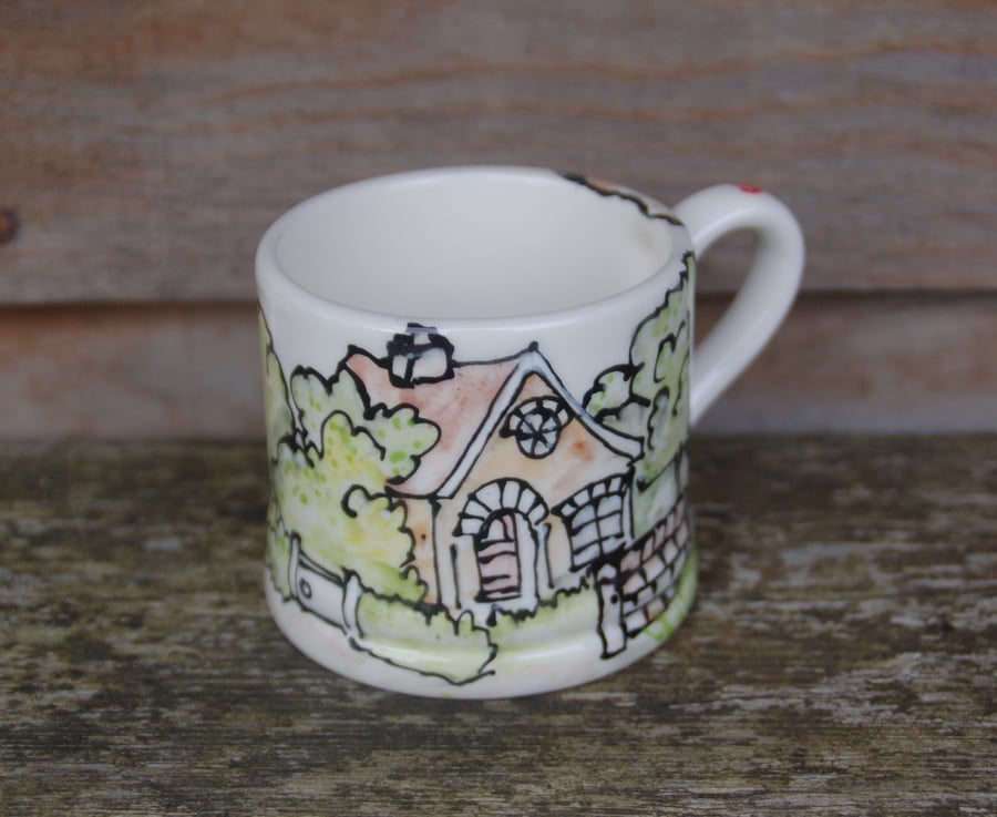village scene children's mug