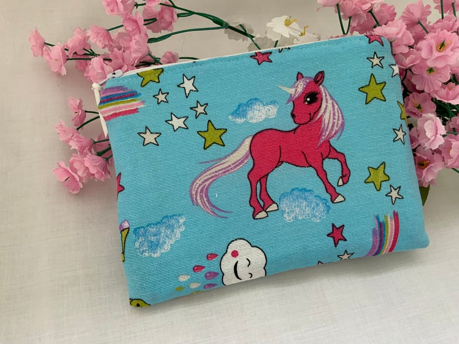 Children’s Purse, Zipped Purses, Unicorn, Small Cosmetic Bag, Accessory Purse