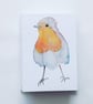 ROBIN WATERCOLOUR CHRISTMAS Card pack, A7 Card, Blank Inside, Mini Cards - Image 3