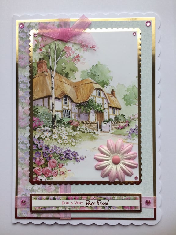 For a Very Dear Friend Card New Home or Birthday Card 3D Luxury Handmade Card