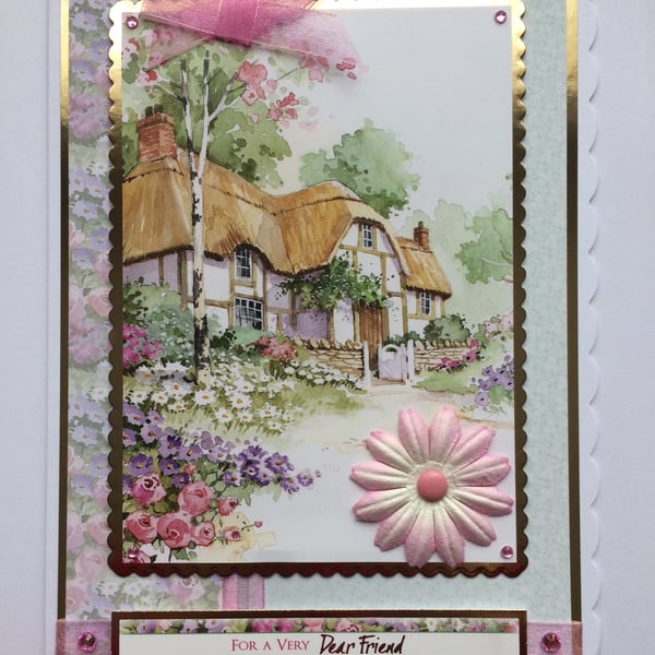 For a Very Dear Friend Card New Home or Birthday Card 3D Luxury Handmade Card