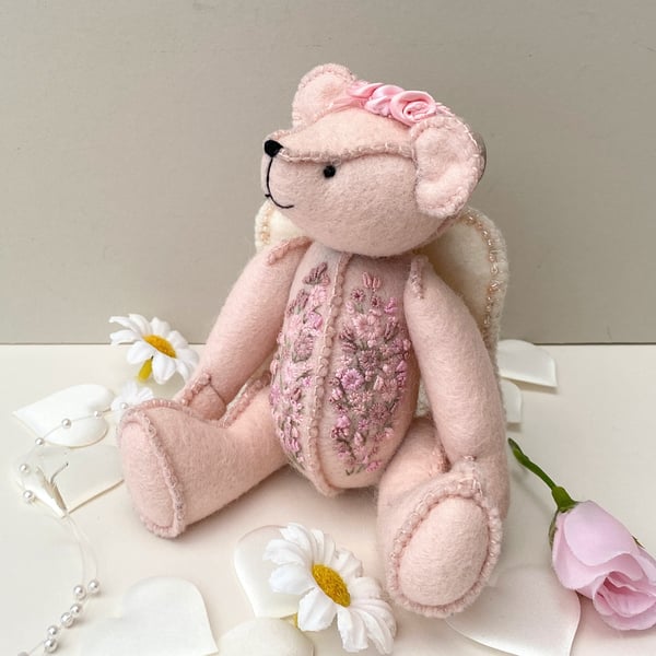 Angel bear, highly detailed handcrafted collectable teddy bear