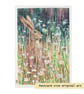 Hare in a wildflower meadow, small original artwork, letterbox gift - Image 3