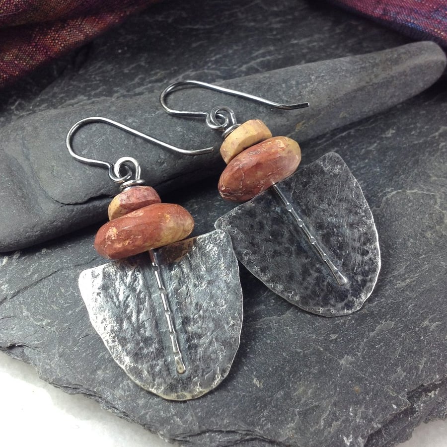 silver and bauxite Tribe earrings