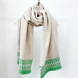 Mirror knitted wrap - linen and springtime green