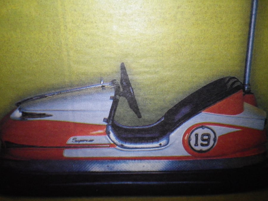  Dodgem Car 1950. A4 unframed , mounted, free hook & easel free shipping  1816