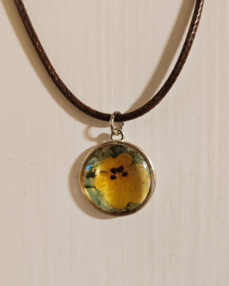 Yellow pansy pendant 
